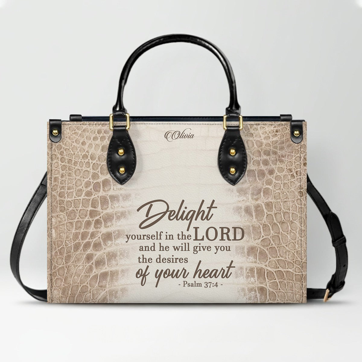 Personalized Christian Leather Handbag & Long Wallet Set – Custom Bible Verse Gift for Women