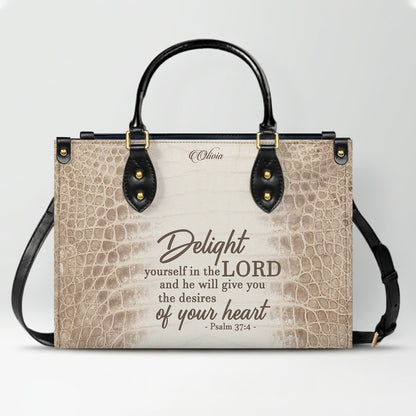 Personalized Christian Leather Handbag by CHRISTIANARTBAG – Custom Bible Verse Albino Alligator Purse, Faith-Inspired Luxury Gift for Women