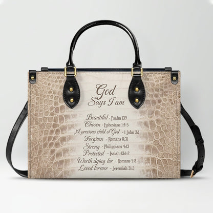 Personalized Christian Leather Handbag by CHRISTIANARTBAG – Custom Bible Verse Albino Alligator Purse, Faith-Inspired Luxury Gift for Women