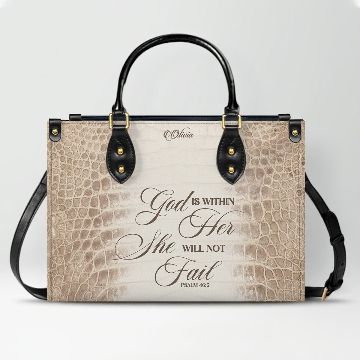 Personalized Christian Leather Handbag & Long Wallet Set – Custom Bible Verse Gift for Women