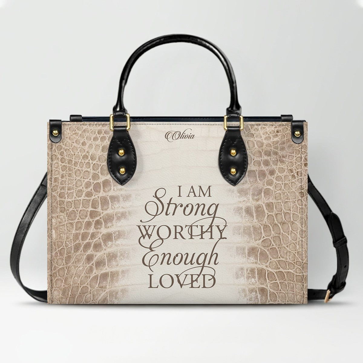 Personalized Christian Leather Handbag by CHRISTIANARTBAG – Custom Bible Verse Albino Alligator Purse, Faith-Inspired Luxury Gift for Women