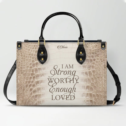 Personalized Christian Leather Handbag & Long Wallet Set – Custom Bible Verse Gift for Women