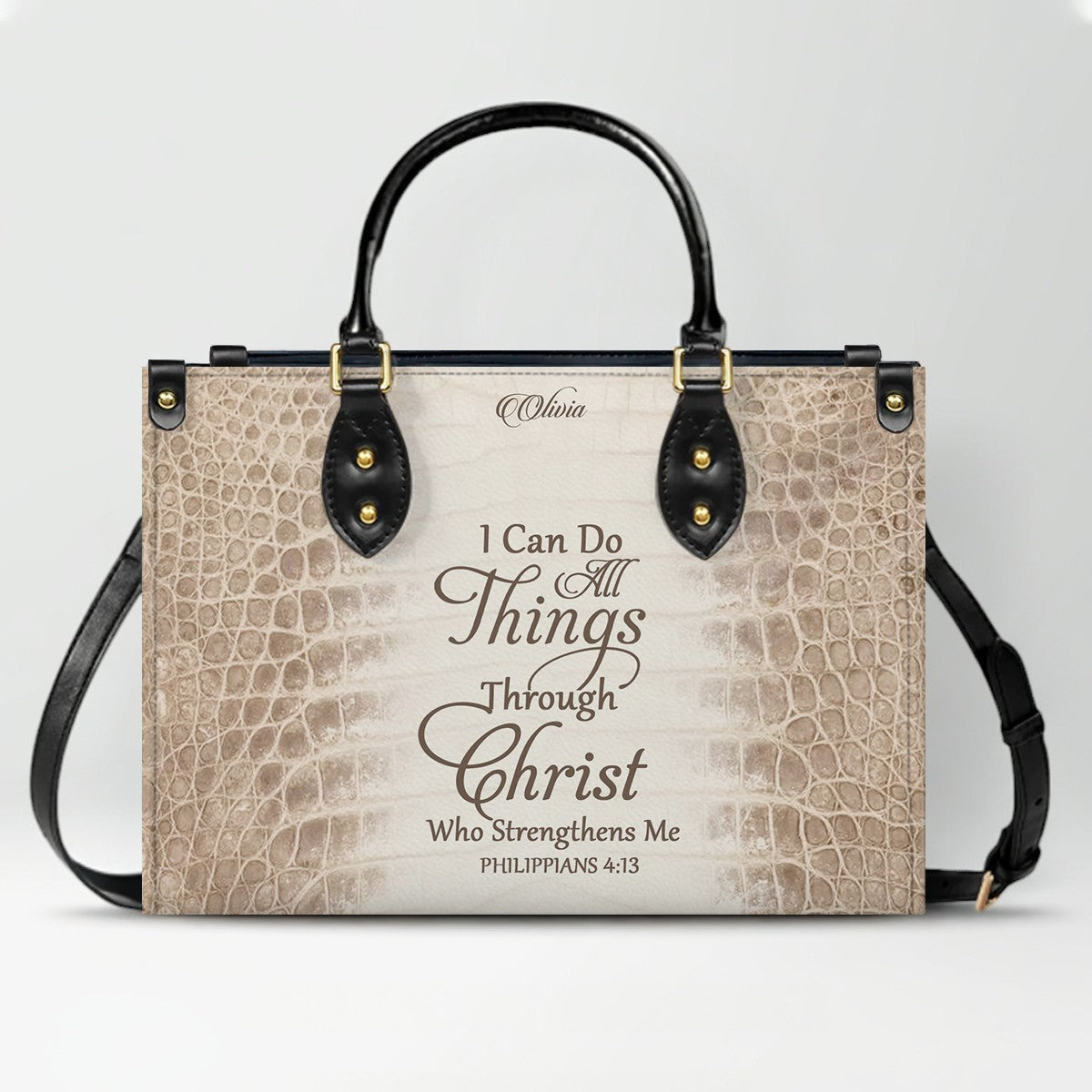 Personalized Christian Leather Handbag & Long Wallet Set – Custom Bible Verse Gift for Women