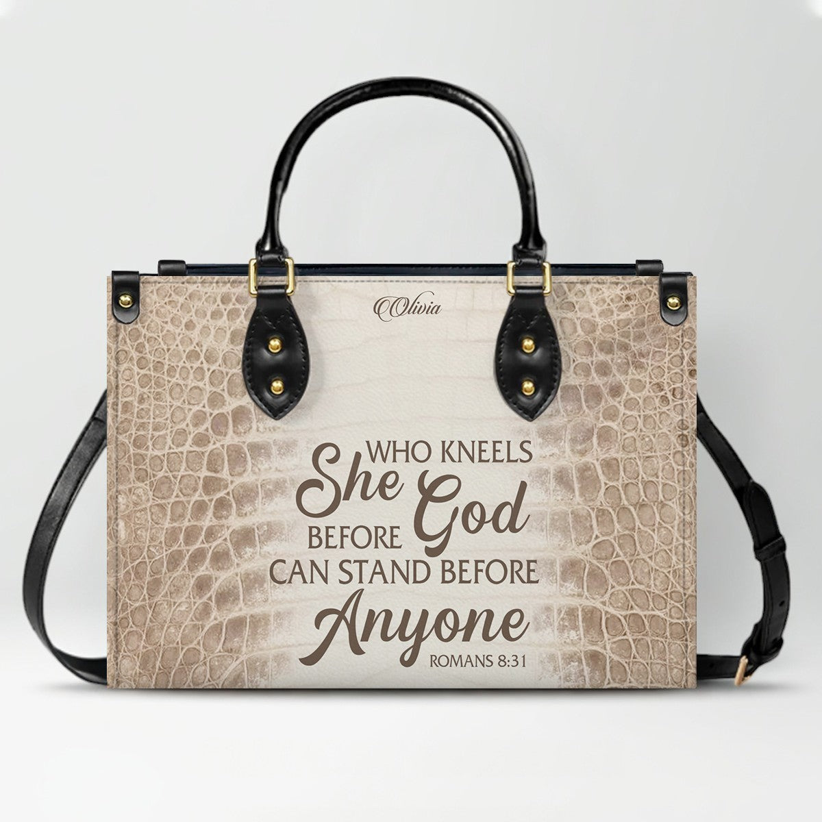 Personalized Christian Leather Handbag & Long Wallet Set – Custom Bible Verse Gift for Women