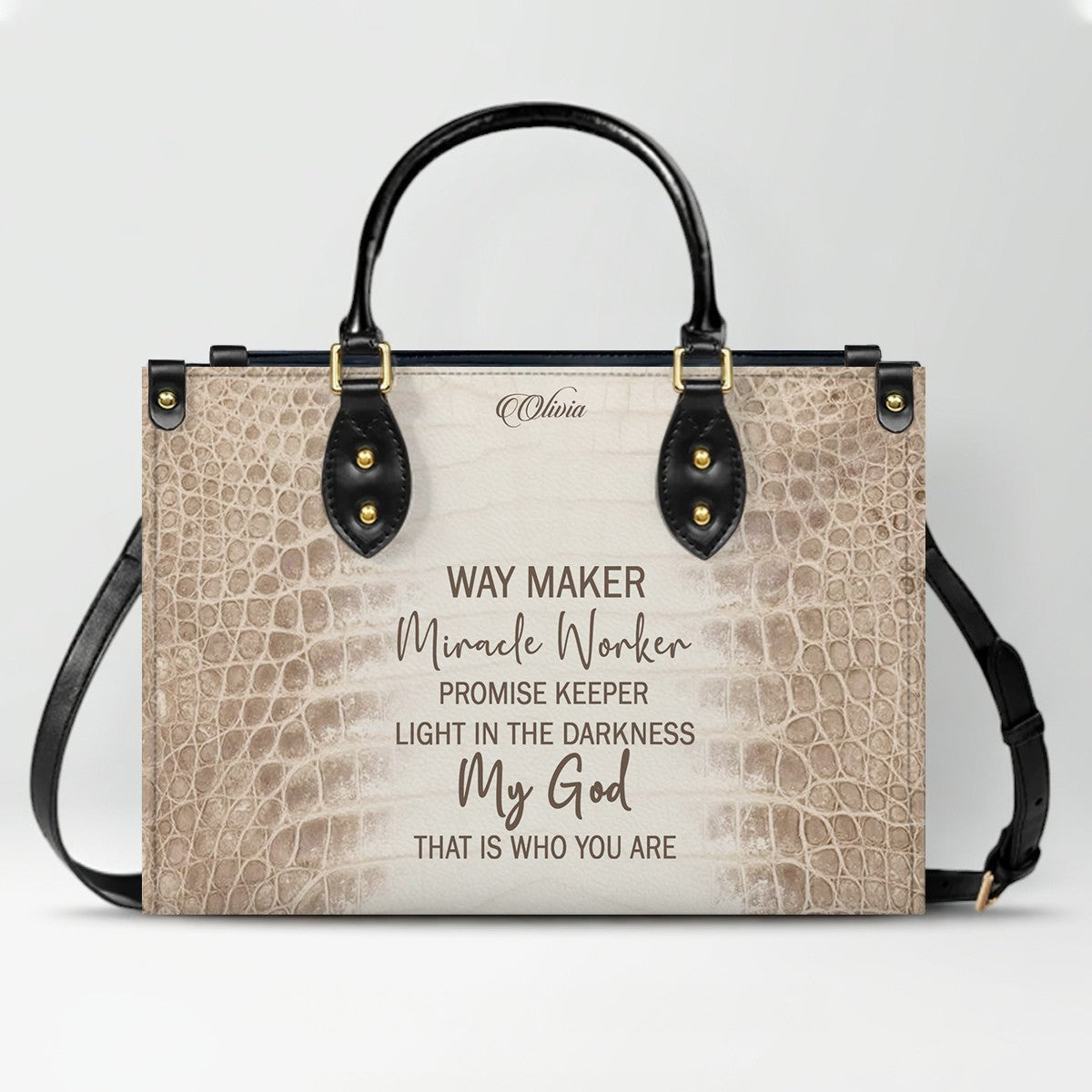 Personalized Christian Leather Handbag & Long Wallet Set – Custom Bible Verse Gift for Women