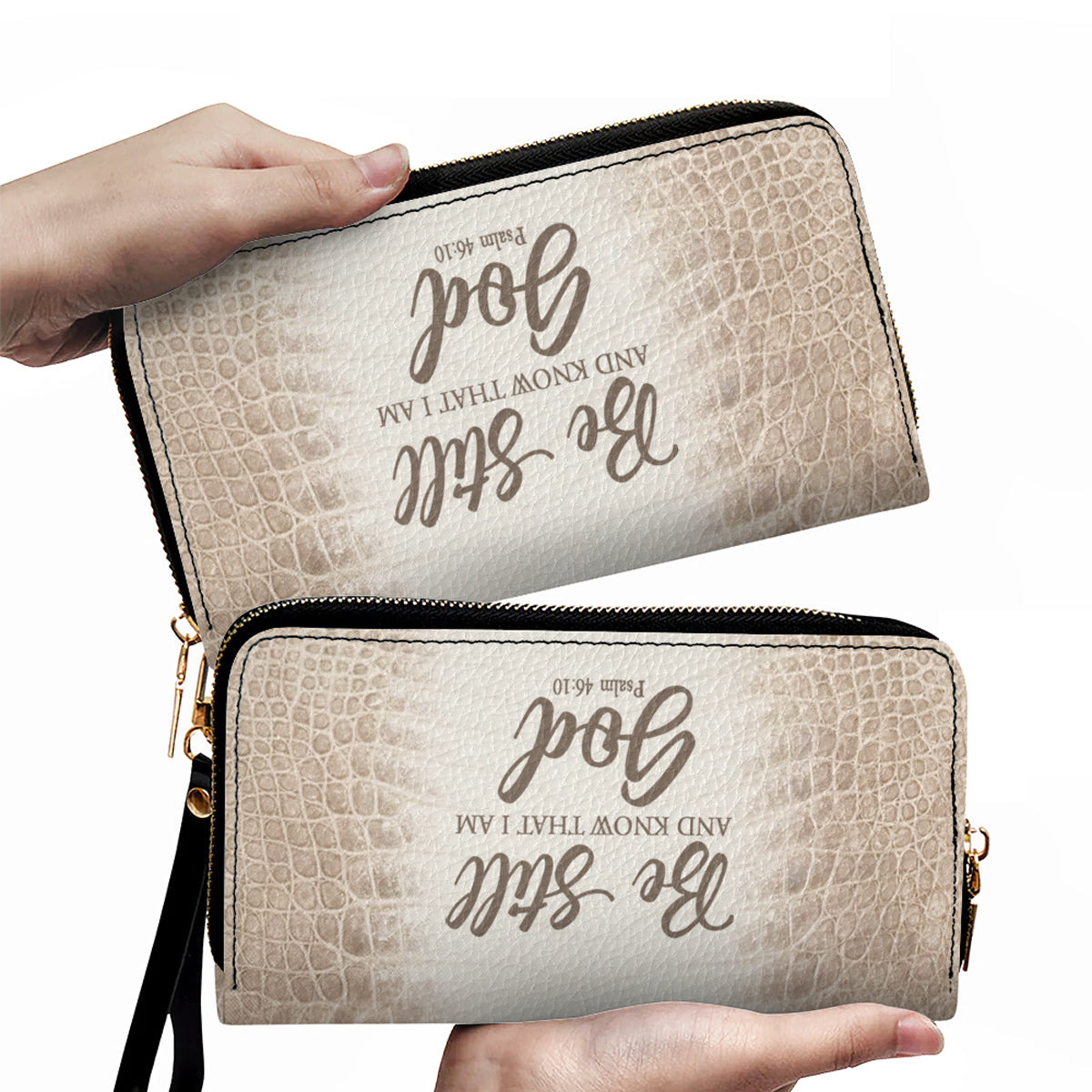 Personalized Christian Leather Handbag & Long Wallet Set – Custom Bible Verse Gift for Women
