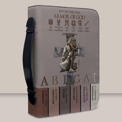 Personalized Armor of God Bible Cover – Custom Name & Skin Tone – Each Letter Linked to a Bible Verse