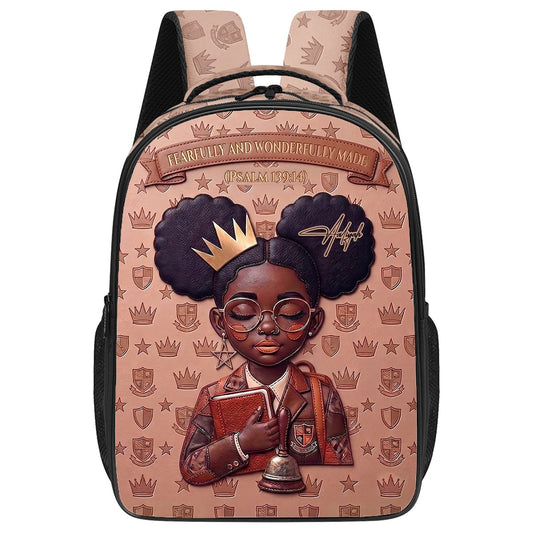 Custom Name & Bible Verse Christian Backpack for Black Girls, Personalized African American Queen School Bag - CHRISTIANARTBAG 01080826