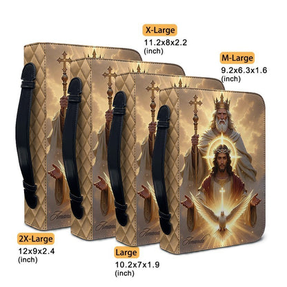 Personalized Holy Trinity Bible Cover, Jesus Christ & Holy Spirit Art Bible Case, Custom Name Religious Gift for Women Men, Leather Scripture Bag - CHRISTIANARTBAG