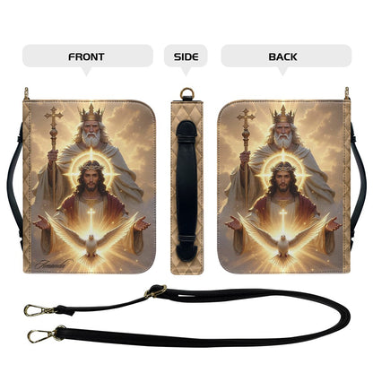 Personalized Holy Trinity Bible Cover, Jesus Christ & Holy Spirit Art Bible Case, Custom Name Religious Gift for Women Men, Leather Scripture Bag - CHRISTIANARTBAG