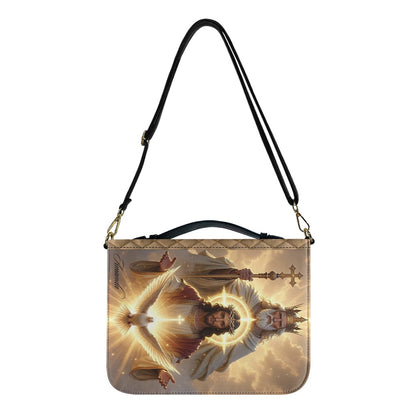 Personalized Holy Trinity Bible Cover, Jesus Christ & Holy Spirit Art Bible Case, Custom Name Religious Gift for Women Men, Leather Scripture Bag - CHRISTIANARTBAG