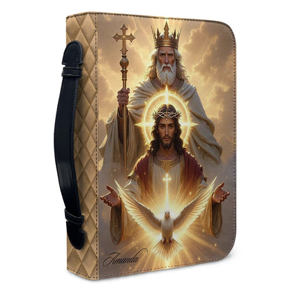 Personalized Holy Trinity Bible Cover, Jesus Christ & Holy Spirit Art Bible Case, Custom Name Religious Gift for Women Men, Leather Scripture Bag - CHRISTIANARTBAG