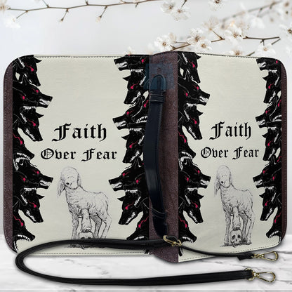 Personalized "Faith Over Fear" Bible Cover, Lamb and Wolves Christian Bible Case, Custom Name Spiritual Protector Bag - CHRISTIANARTBAG