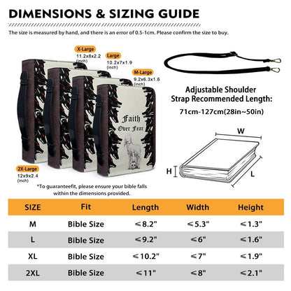 Personalized "Faith Over Fear" Bible Cover, Lamb and Wolves Christian Bible Case, Custom Name Spiritual Protector Bag - CHRISTIANARTBAG