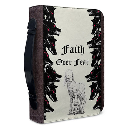 Personalized "Faith Over Fear" Bible Cover, Lamb and Wolves Christian Bible Case, Custom Name Spiritual Protector Bag - CHRISTIANARTBAG