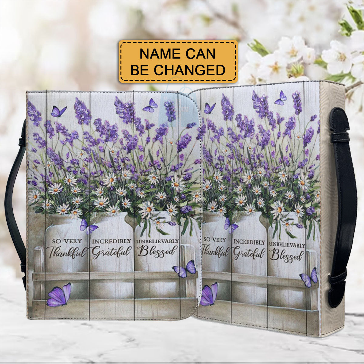 Personalized Lavender Faith Bible Cover - Customizable Text, Durable Handle & Zippered Pocket by CHRISTIANARTBAG CABBBCV01270324.