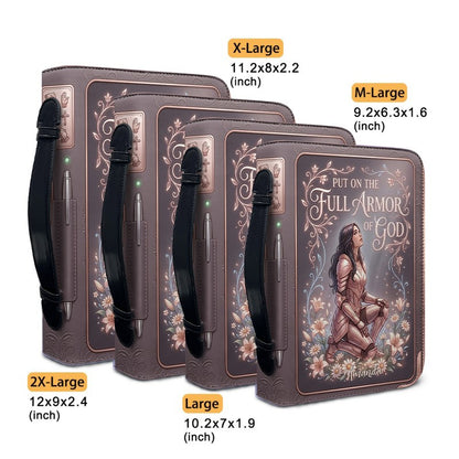 Personalized Full Armor of God Bible Cover Case with Name | Custom Christian Leather Bible Carrying Bag with Handle & Strap - CHRISTIANARTBAG 01072726