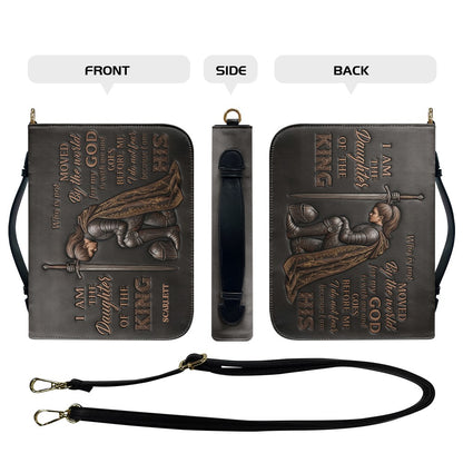 Personalized Bible Cover - "I Am The Daughter Of The King" Custom Name & Skintone Leather Carrying Bag with Strap - CHRISTIANARTBAG 01100226