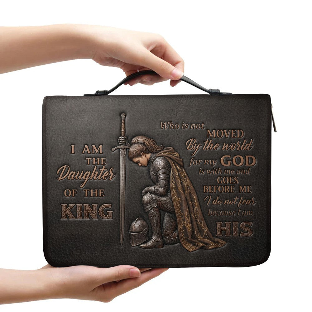 Personalized Bible Cover - "I Am The Daughter Of The King" Custom Name & Skintone Leather Carrying Bag with Strap - CHRISTIANARTBAG 01100226