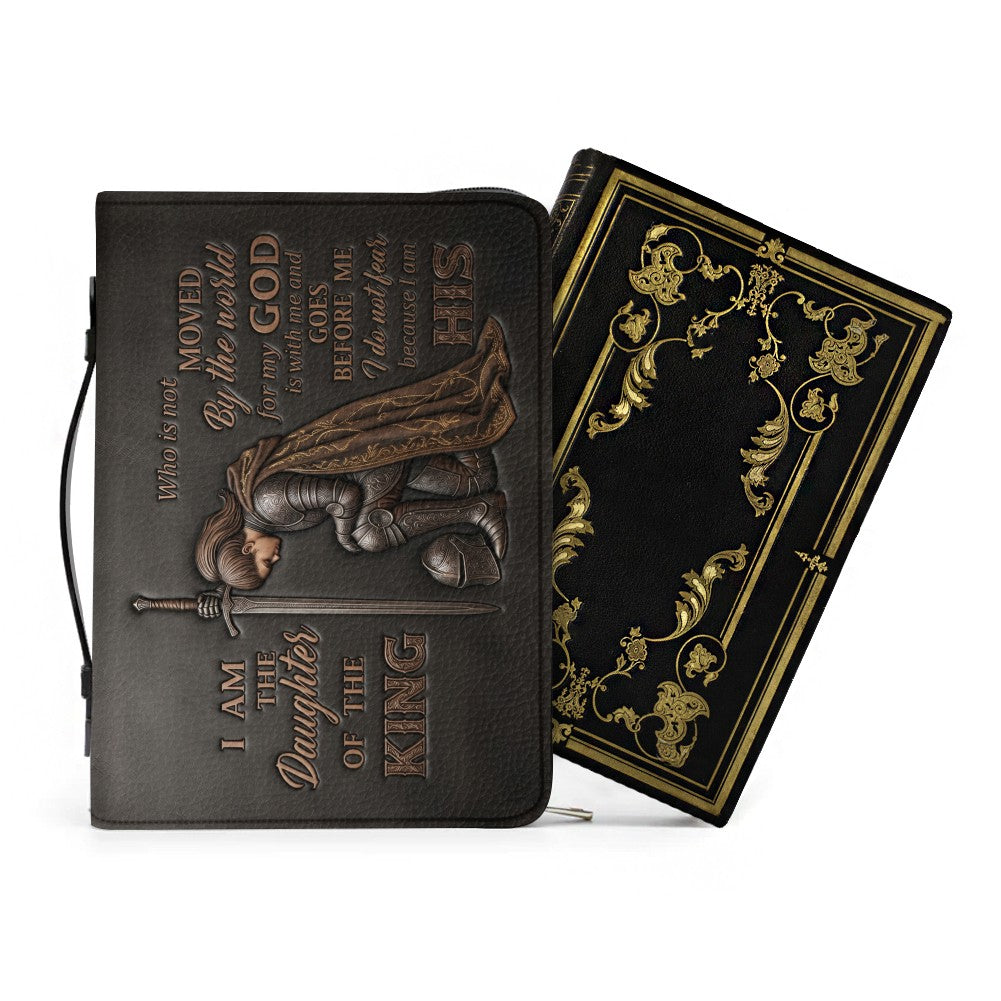 Personalized Bible Cover - "I Am The Daughter Of The King" Custom Name & Skintone Leather Carrying Bag with Strap - CHRISTIANARTBAG 01100226