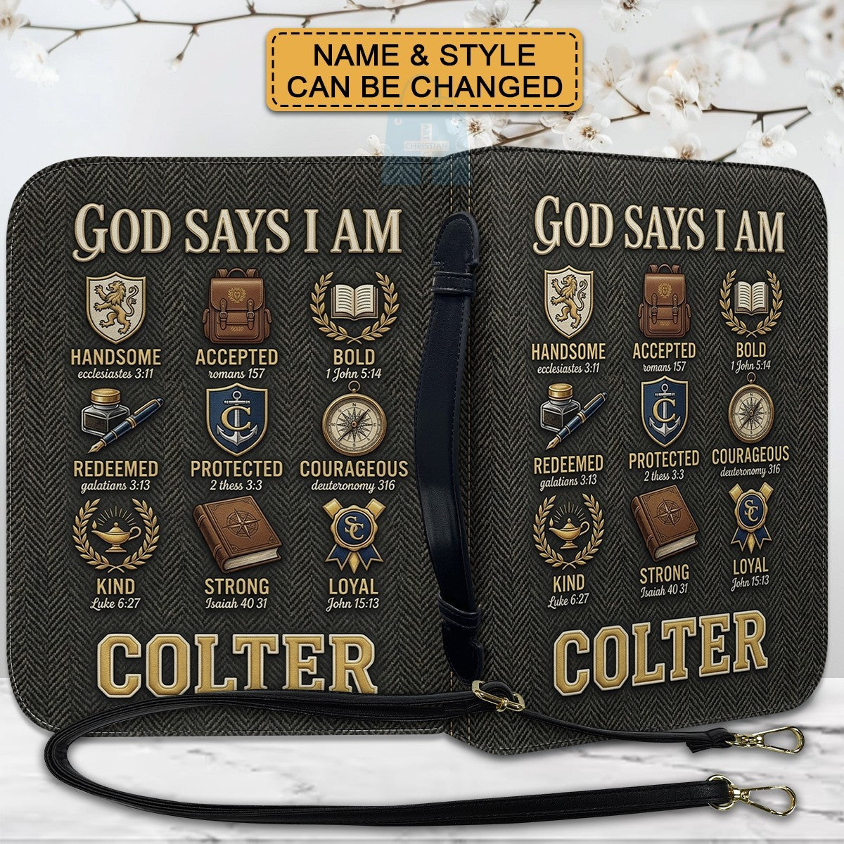 Personalized God Says I Am Kids Bible Cover | Custom Name Boy Bible Case, Premium Vegan Leather, Construction Truck Christian Gift CAB0171726