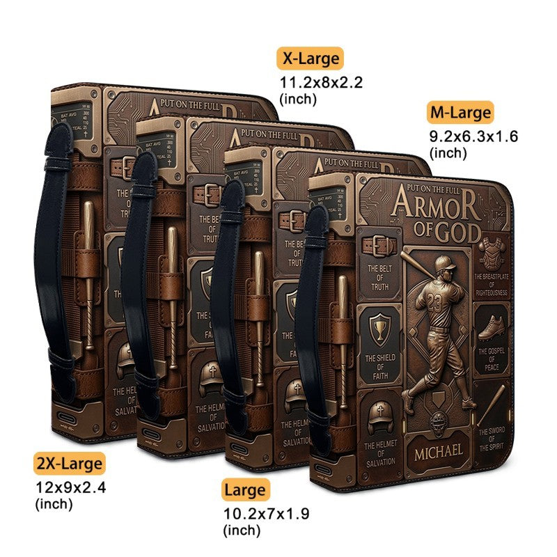Customized Bible Cover for Men: Personalized Name & Sport Armor of God Design | CHRISTIANARTBAG Bible Case with Strap CAB01070326