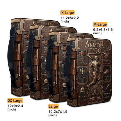 Customized Bible Cover for Men: Personalized Name & Sport Armor of God Design | CHRISTIANARTBAG Bible Case with Strap CAB01070326