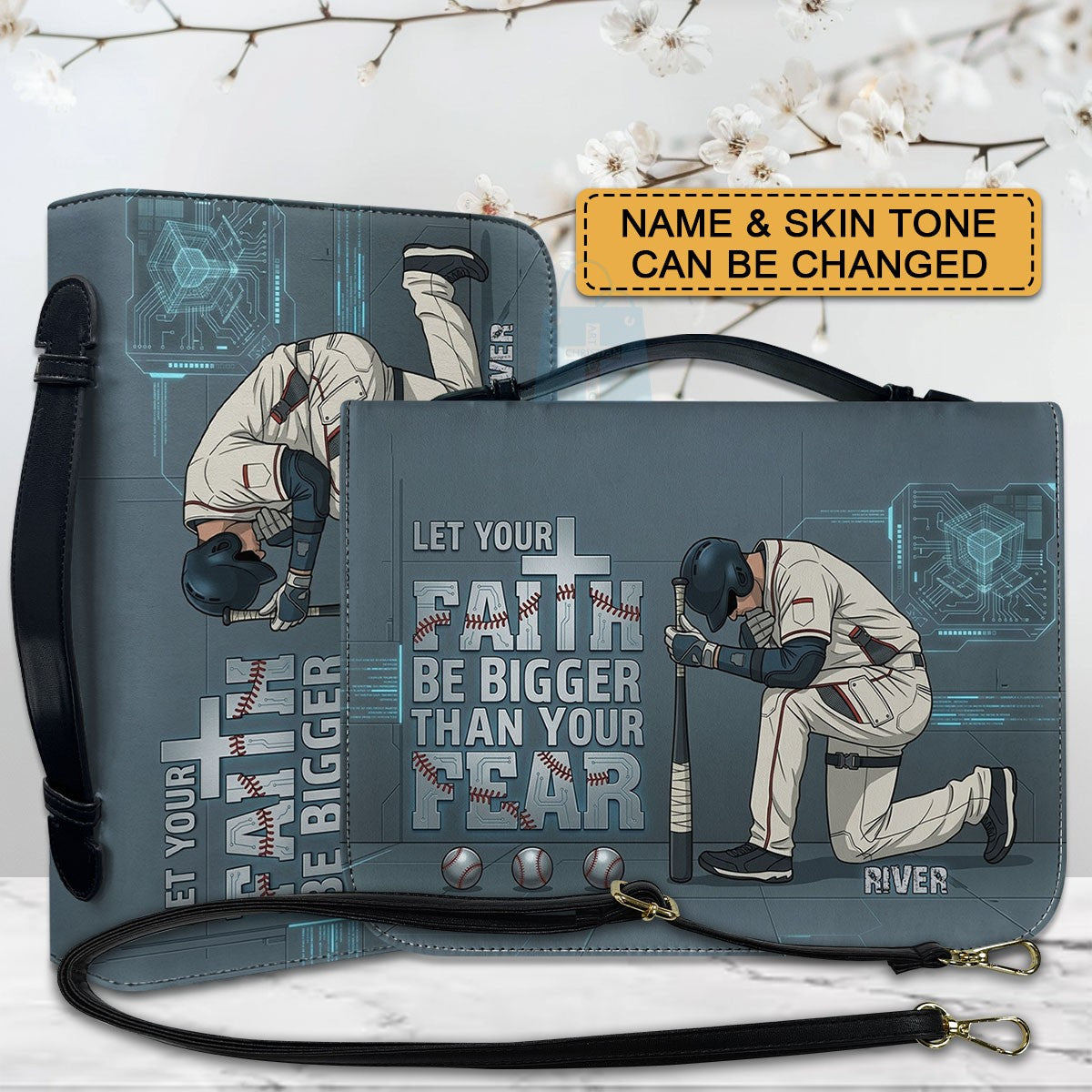 Personalized Baseball Player Bible Cover - Custom Name & Faith Design by CHRISTIANARTBAG CAB01061726