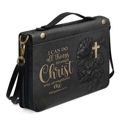 Personalized Bible Cover Case with Handle & Strap, Custom Name Leather Bible Bag | CHRISTIANARTBAG 01080326
