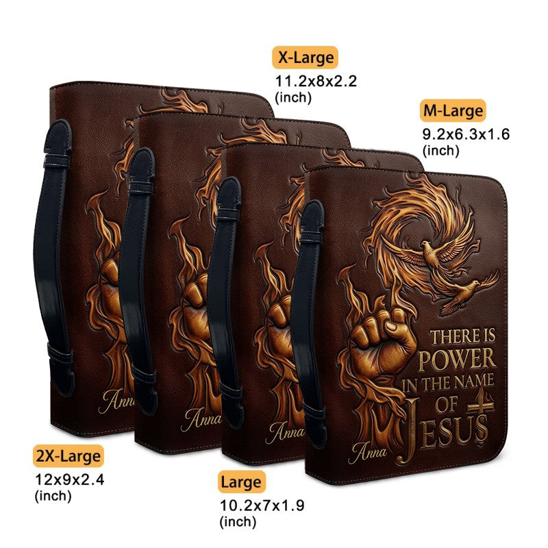 Personalized Bible Cover with Name - There Is Power In The Name Of Jesus Leather Bible Bag - CHRISTIANARTBAG CAb02100626
