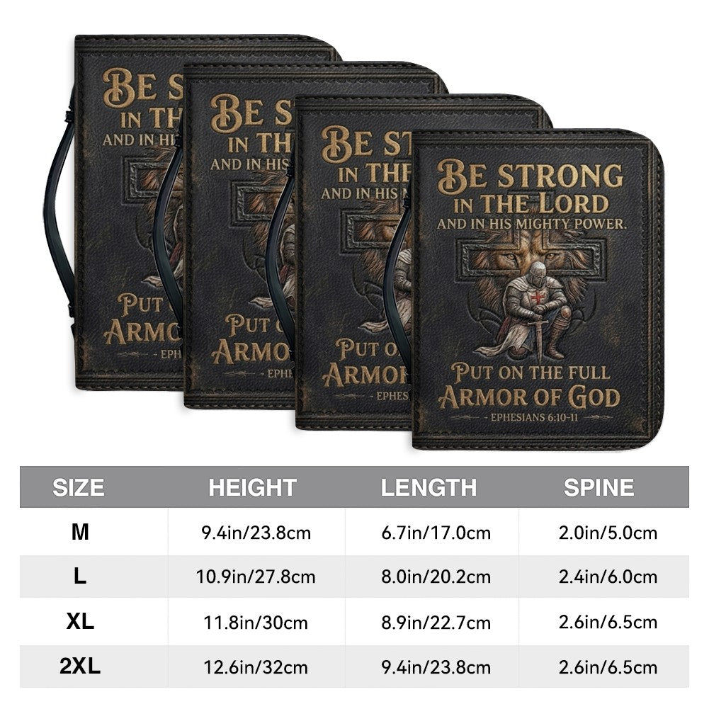 Personalized Bible Cover for Men - Armor of God Leather Case with Handle, Custom Name - CHRISTIANARTBAG 01081826