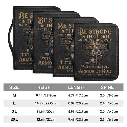 Personalized Bible Cover for Men - Armor of God Leather Case with Handle, Custom Name - CHRISTIANARTBAG 01081826