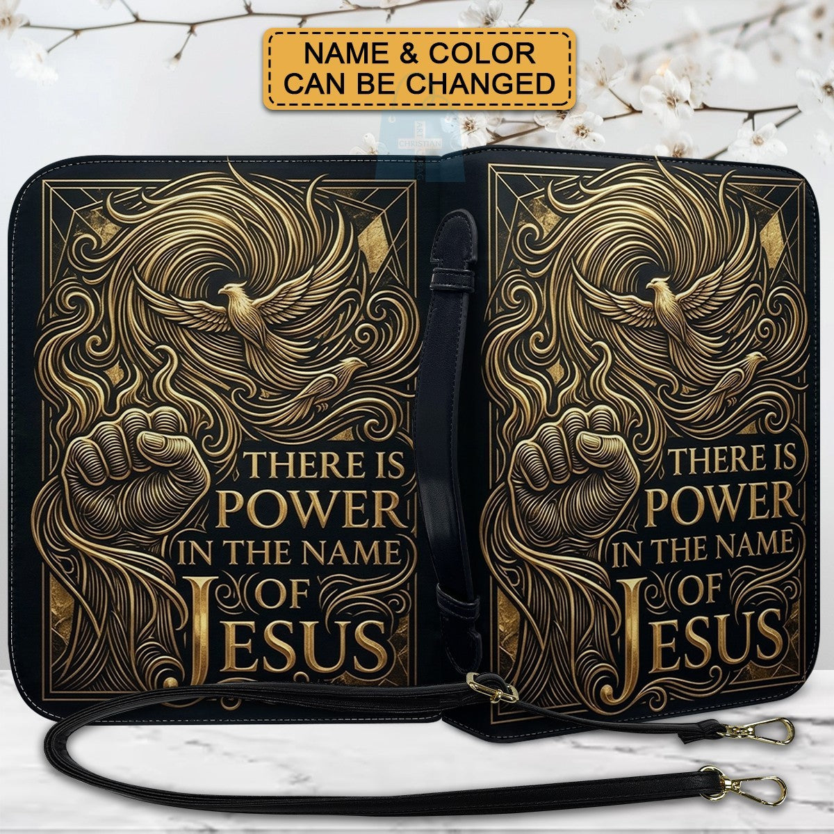 Personalized Bible Cover with Name - There Is Power In The Name Of Jesus Leather Bible Bag - CHRISTIANARTBAG CAb01100826