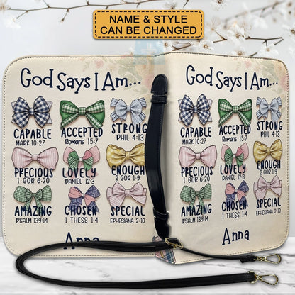 Personalized God Says I Am Kids Bible Cover | Custom Name Boy Bible Case, Premium Vegan Leather, Construction Truck Christian Gift CAB0171726
