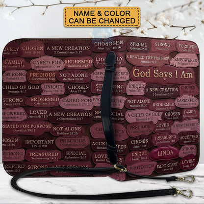 Personalized Bible Cover - God Says I Am Custom Leather Case | CHRISTIANARTBAG 01080426