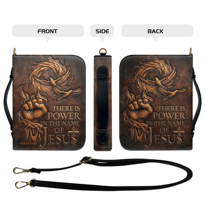 Personalized Bible Cover with Name - There Is Power In The Name Of Jesus Leather Bible Bag - CHRISTIANARTBAG CAb01100826