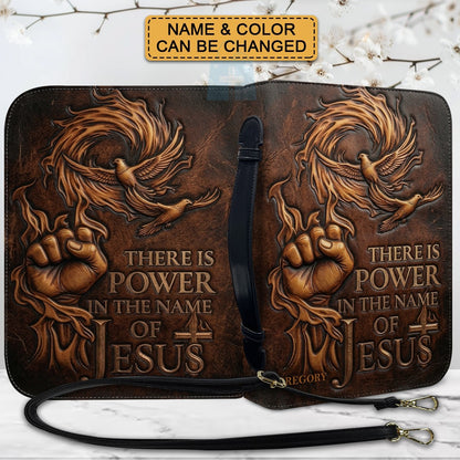 Personalized Bible Cover with Name - There Is Power In The Name Of Jesus Leather Bible Bag - CHRISTIANARTBAG CAb01100826