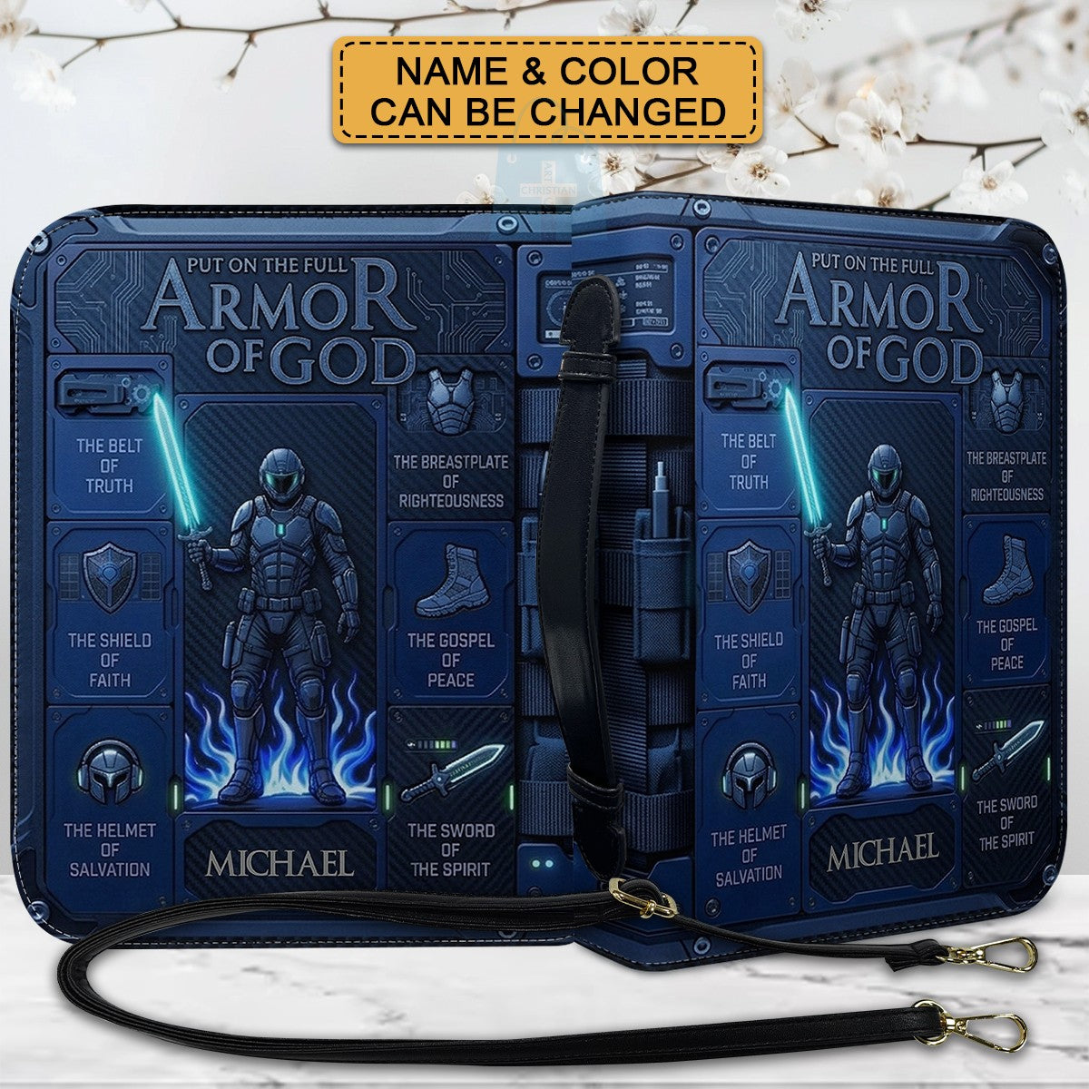 Personalized Armor of God Bible Cover for Men | Custom Leather Bible Case by CHRISTIANARTBAG CAB01062726