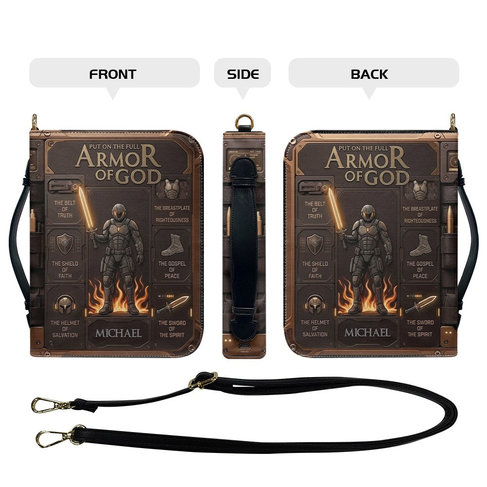 Personalized Armor of God Bible Cover for Men | Custom Leather Bible Case by CHRISTIANARTBAG CAB01062726