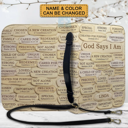 Personalized Bible Cover - God Says I Am Custom Leather Case | CHRISTIANARTBAG 01080426