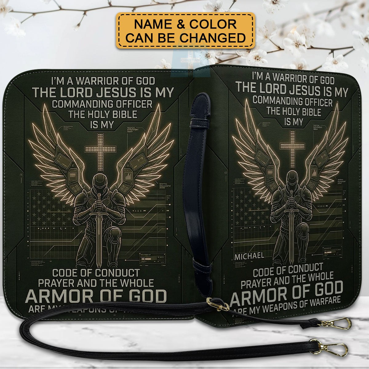 CHRISTIANARTBAG Personalized Bible Cover | Armor of God Tech Warrior Custom Bible Case CAB0162526
