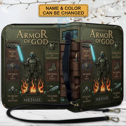 Personalized Armor of God Bible Cover for Men | Custom Leather Bible Case by CHRISTIANARTBAG CAB01062726