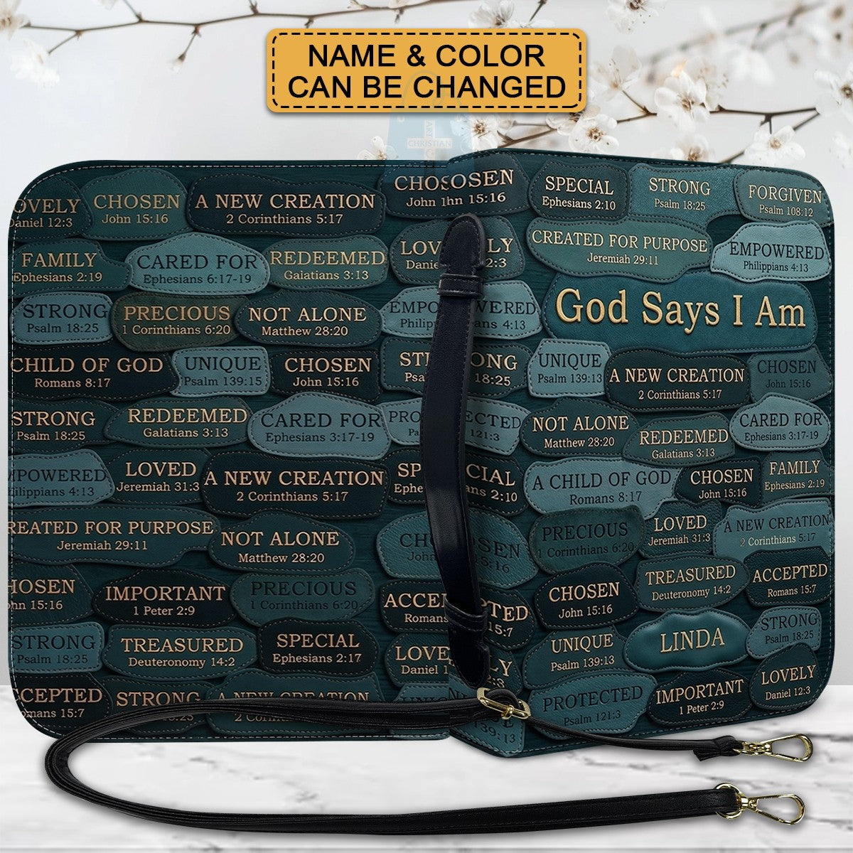 Personalized Bible Cover - God Says I Am Custom Leather Case | CHRISTIANARTBAG 01080426