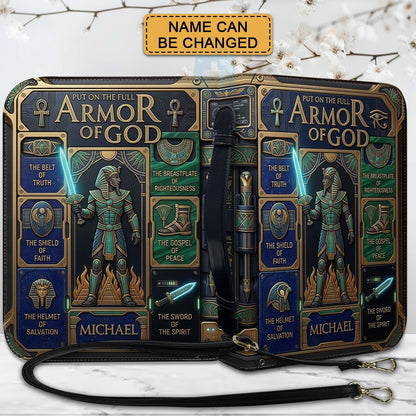 CHRISTIANARTBAG Custom Armor of God Bible Cover | Personalized Men's Egyptian Bible Case with Strap CAB01070226