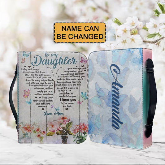 Christianartbag Bible Cover, To My Daughter From Mom Bible Cover, Personalized Bible Cover, Art Design Bible Cover, Christian Gifts, CAB02071223. - Christian Art Bag