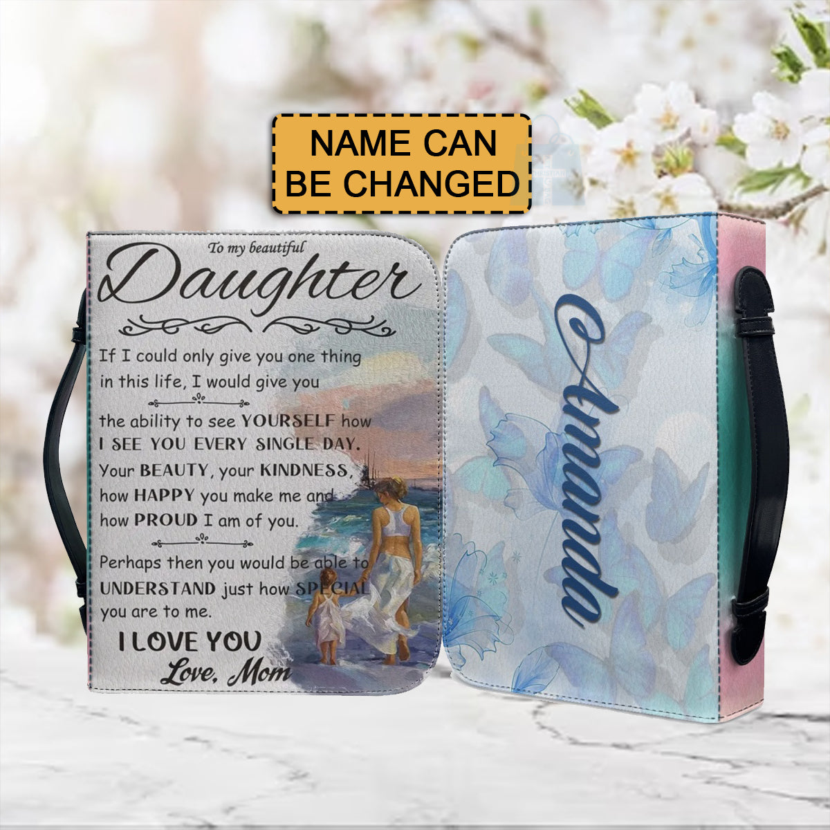 Christianartbag Bible Cover, To My Daughter From Mom Bible Cover, Personalized Bible Cover, Art Design Bible Cover, Christian Gifts, CAB004071223. - Christian Art Bag