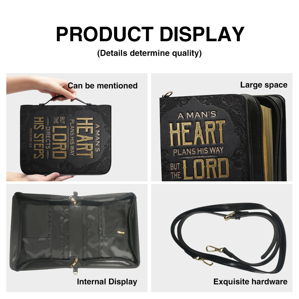 Christianart Bible Cover - A Mans Heart Plans His Way Proverbs 16 9 Lion God - Personalized Gifts for Pastor - Gifts For Men - CABBBCV14060324.