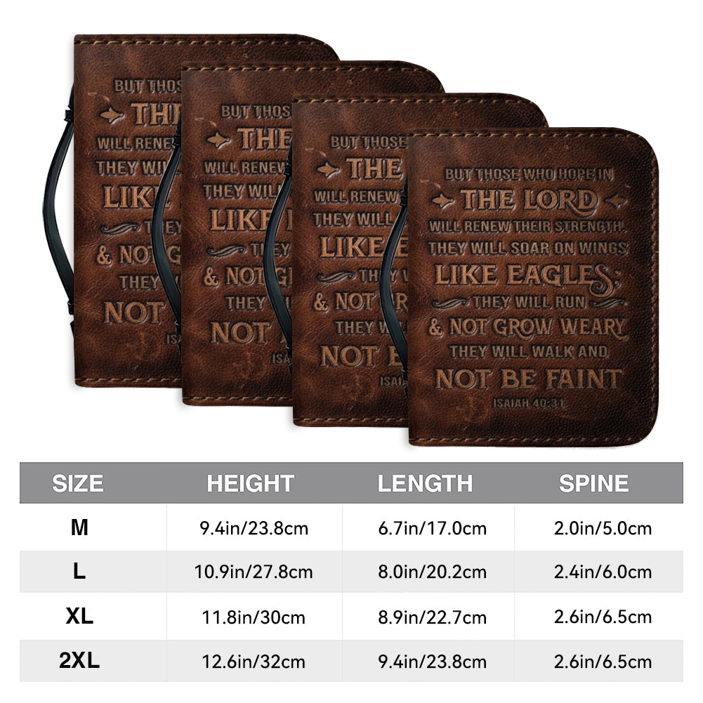 Personalized Leather Bible Cover with Handle, Engraved Isaiah 40:31 - CHRISTIANARTBAG