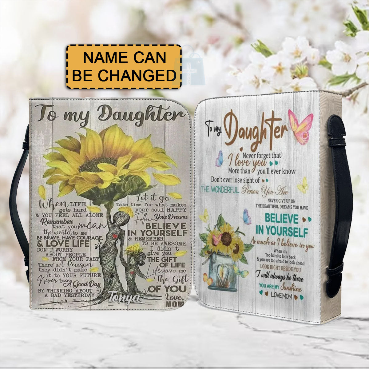 Christianartbag Bible Cover, To My Daughter Bible Cover, Personalized Bible Cover, Flower Bible Cover, Christian Gifts, CAB03101123. - Christian Art Bag