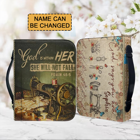 Christianartbag Bible Cover, God is Within Her She Will Not Fall Psalm 46:5 Bible Cover, Personalized Bible Cover, Sewing Bible Cover, Christian Gifts, CAB02281023. - Christian Art Bag